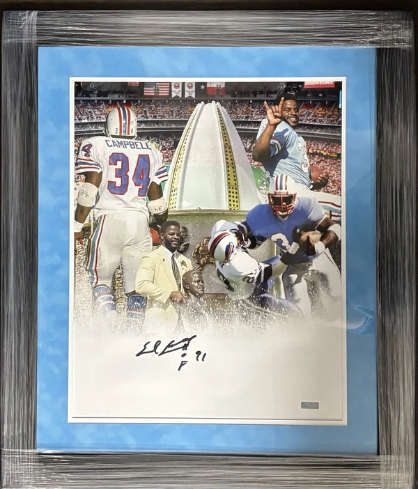 Houston Oilers Earl Campbell Signed / Inscr 16x20 Framed Photo Collage