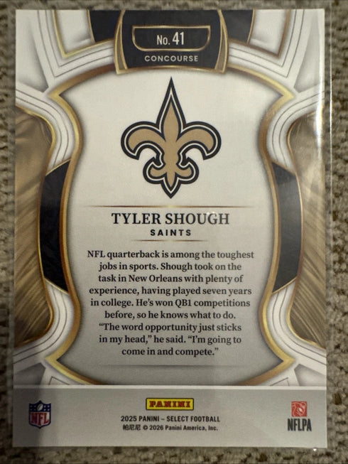 2025 Panini Select Tyler Shough Concourse Rookie RC #41 Saints