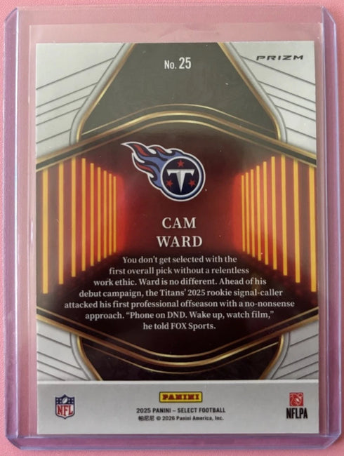 Panini Select Neon Icons Cam Ward #25 Tennessee Titans Rookie Insert Football