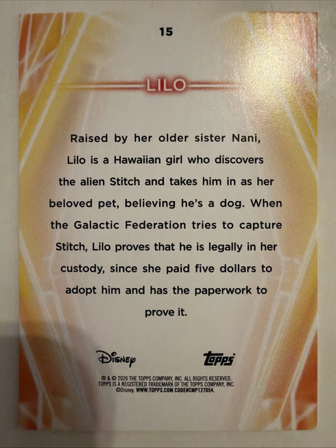 2026 Topps Disney Neon Diamante Lilo #15 Lilo And Stitch