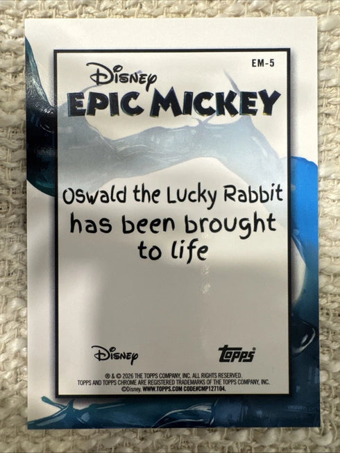 Topps Epic Mickey Oswald the Lucky Rabbit EM-5 Chrome Trading Card