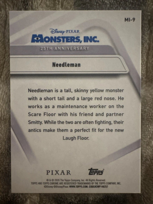 Needleman 2026 Topps Chrome Disney Card # MI-9 Monsters Inc