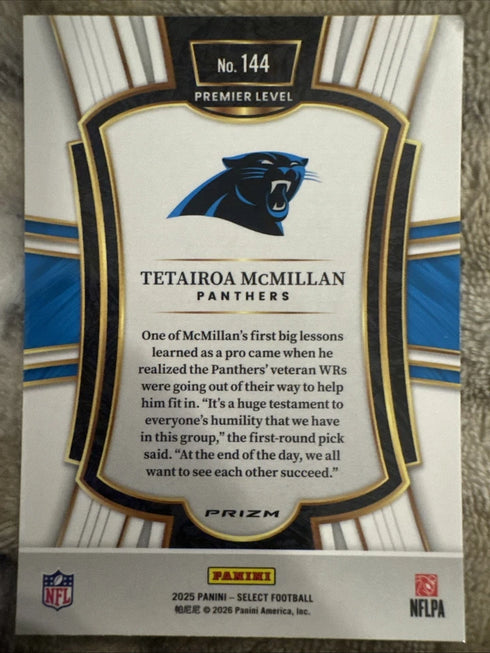 2025 Panini Select - Premier Level Tetairoa McMillan #144 Pink Shock Prizm (RC)