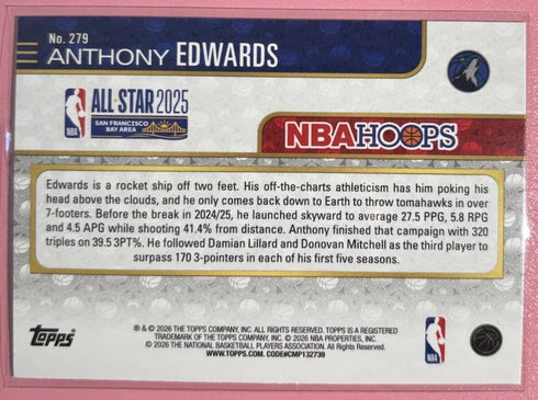 Topps 2026 NBA Hoops Anthony Edwards All-Star 2025 Holo Basketball Border #279