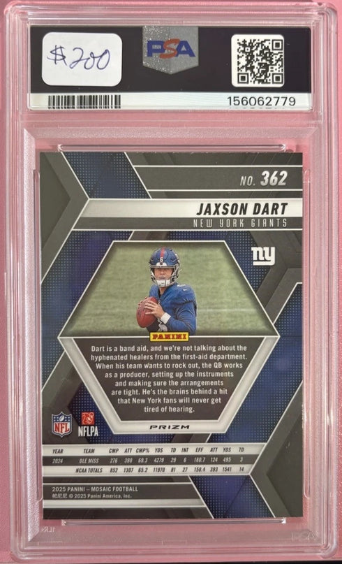 2025 Panini Mosaic - Rookies Jaxson Dart #362 Reactive Purple Mosaic Prizm (RC)