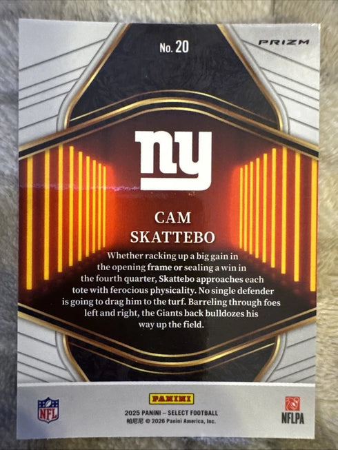 2025 Select Cam Skattebo Neon Icons Silver RC #20 | GIANTS