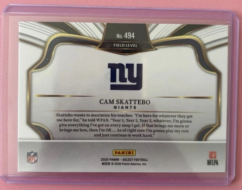 2025 Panini Select Cam Skattebo RC Field Level #494 Giants Rookie