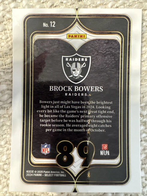 2024 Select Brock Bowers Numbers RC Rookie #12 Raiders