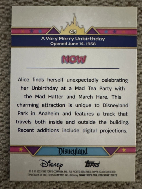 Disneyland Topps 70th Anniversary Alice In Wonderland /199 Pure Green