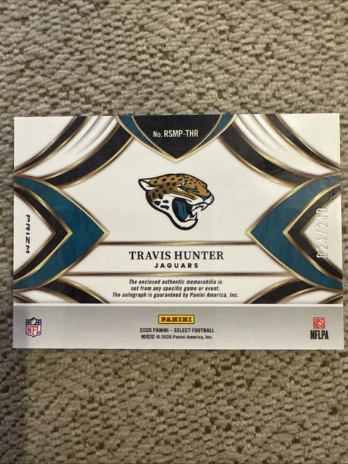 2025 Panini Select- Travis Hunter Silver Rookie Patch Auto / 249 Jaguars