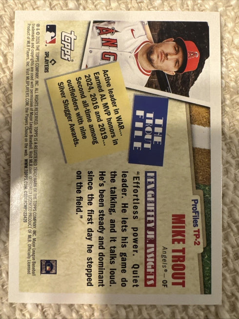 Topps 2026 Series 1 Profiles Mike Trout #TP-2 Baseball Trading Card