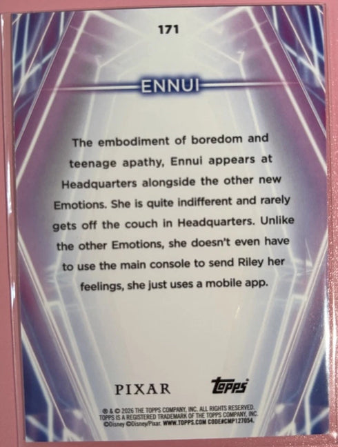 Topps Disney Pixar Inside Out 2 (2024) Ennui Holographic Trading Card #171
