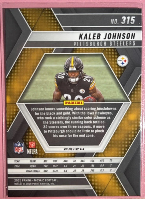 2025 Panini Mosaic Kaleb Johnson Rookie Green Mosaic Prizm