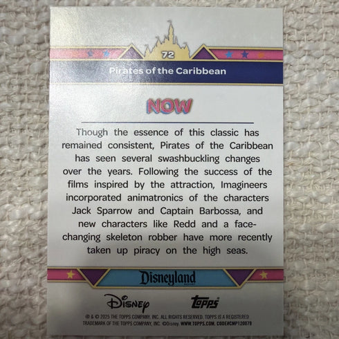 2025 Topps Disneyland 70th Anniversary #72 Pirates of the Caribbean Pink Shimmer
