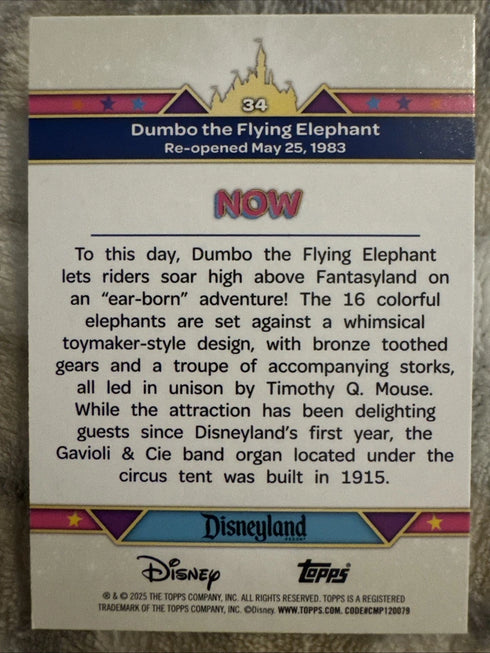 2025 Topps Disneyland 70th Anniversary #34 Dumbo the Flying Elephant /199