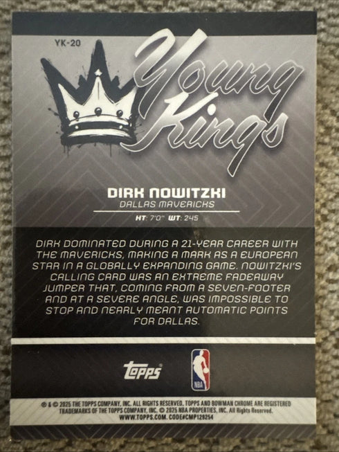 Dirk Nowitzki Young Kings 2025-26 Bowman Chrome #YK-20 Dallas Mavericks