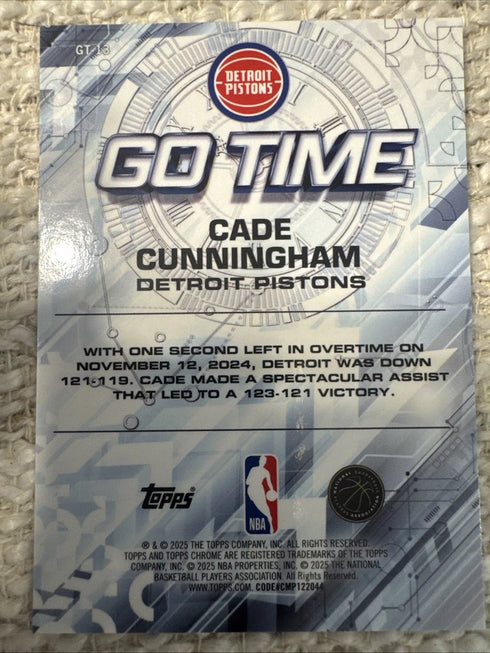 2025-26 Topps Chrome Cade Cunningham Go Time Insert SP #GT-13 Pistons