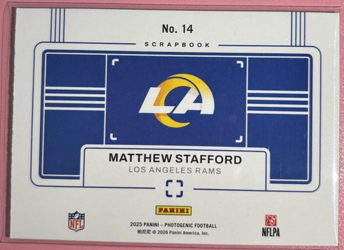 2025 Panini Photogenic Scrapbook Insert Matthew Stafford #14 Rams NFL