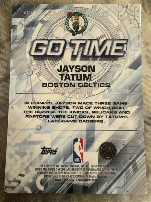 Topps 2024-25 Chrome Go Time Insert Jayson Tatum Celtics #GT-3 NBA