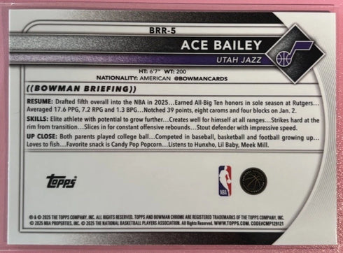 2025 Bowman Basketball Ace Bailey Refractor Red Rc Logo