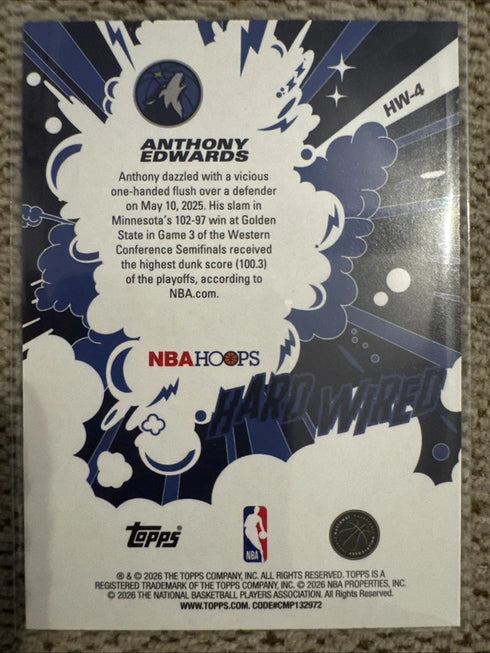 Topps NBA Hoops Hard Wired Anthony Edwards HW-4 Insert Timberwolves