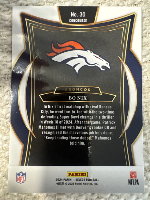 2024 Panini Select Bo Nix #30 Base Set - Concourse Level White Prizm