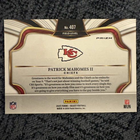 2025 Panini Select - Field Level Patrick Mahomes II #407 Silver Prizm