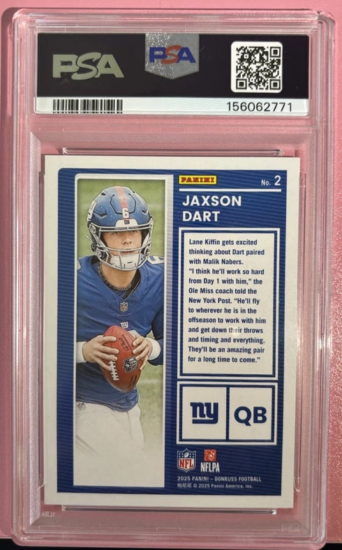 2025 Panini Donruss The Rookies #2 Jaxson Dart PSA 9 New York Giants RC