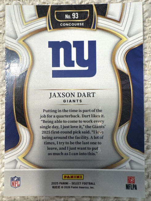 2025 Select Jaxson Dart Rookie Base Concourse Level