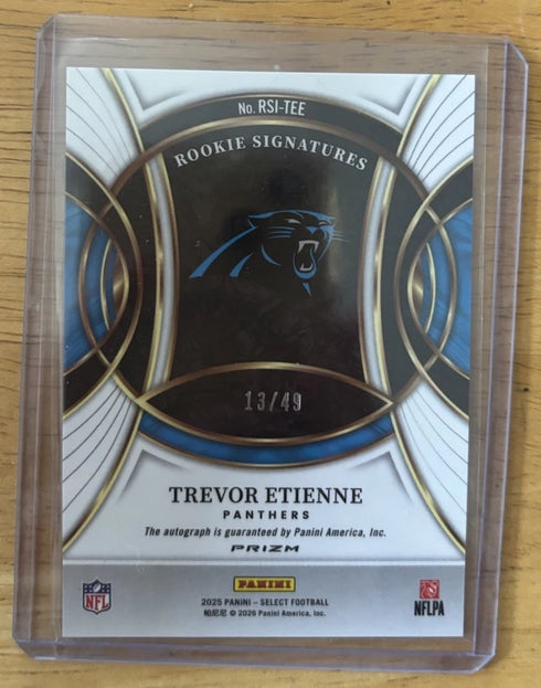 Panini 2025 Select Trevor Etienne Rookie Light Blue Prizm Auto /49 Panthers