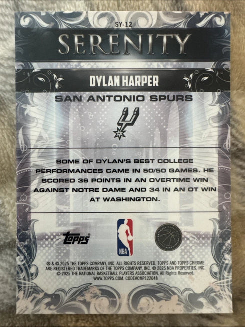 2025-26 Topps Chrome - Serenity Dylan Harper #SY-12 (RC)