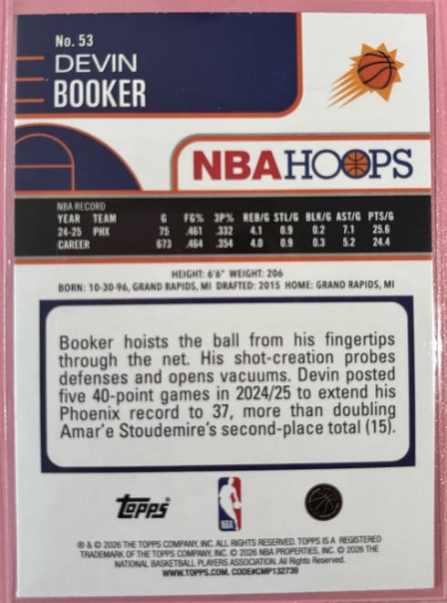 2025/26 Topps NBA Hoops Devin Booker Green Parallel