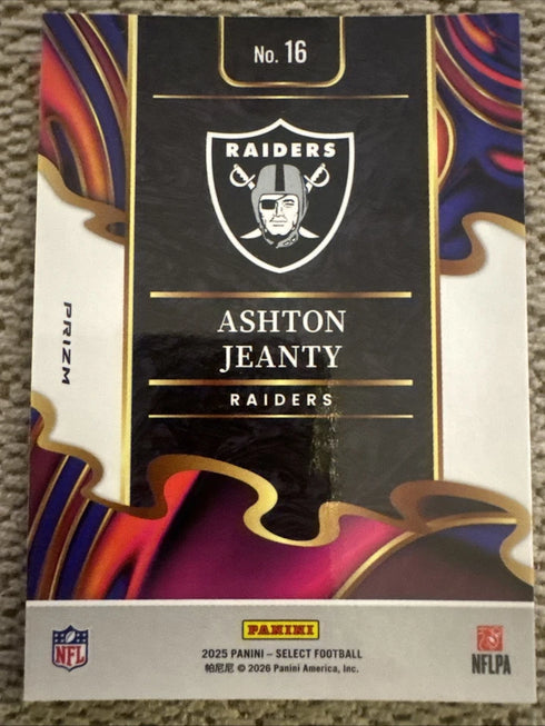 2025 Panini Select Ashton Jeanty Silver #16 Phenomenon Las Vegas Raiders RC