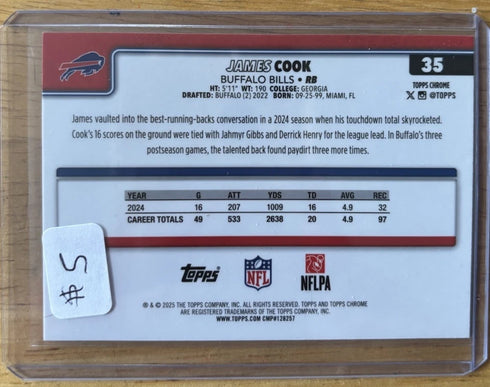 2025 Topps Chrome X-Fractor James Cook #35 Buffalo Bills NFL Football Card