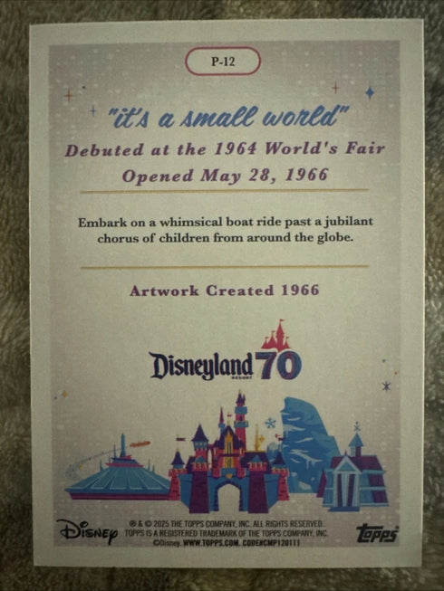 2025 Topps Disneyland 70th POSTER IT'S A SMALL WORLD Fantasyland P-12 FOIL