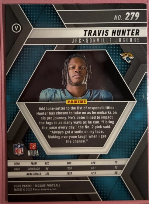 2025 Panini Mosaic Travis Hunter #279 (Rookie) Jacksonville Jaguars Football