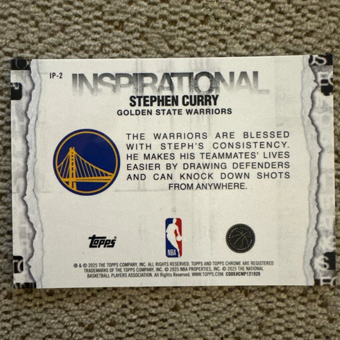 2025 Topps Chrome Stephen Curry Inspirational Like Father Like Son Warriors IP-2