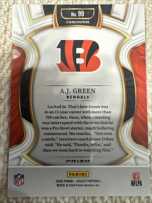 Panini Select 2025 A.J. Green Bengals Pink Prizm Concourse #99