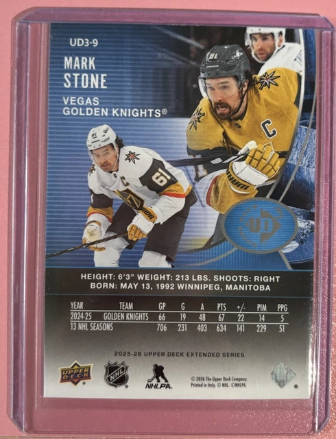 2025-26 Upper Deck Extended Series UD3 Insert Mark Stone Golden Knights #UD3-9