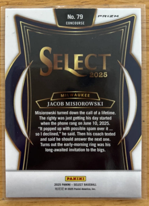 2025 Panini Select Jacob Misiorowski Green, Red, White Tri Color Prizm Rookie π₯
