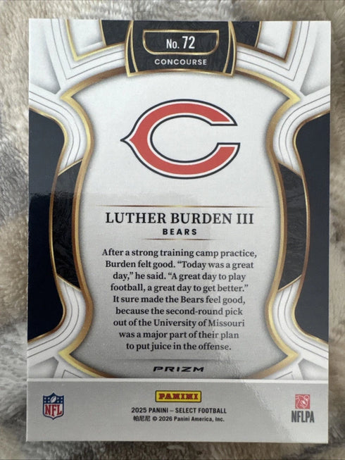 2025 Panini Select Luther Burden III #72 Rookie Chicago Bears