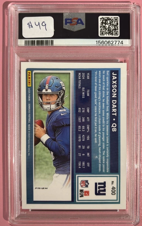 2025 Donruss Jaxson Dart Optic Red Wave PSA 9 Rookie RC New York Giants