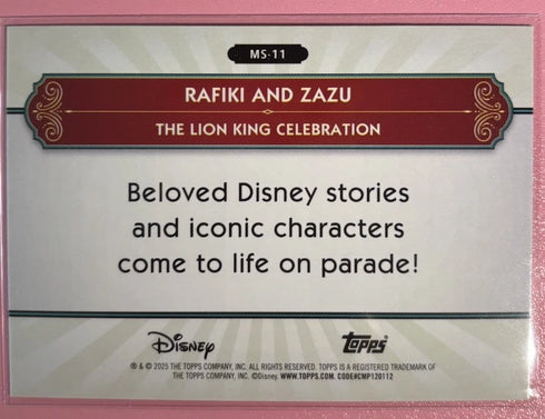 2025 Topps Disneyland 70th Rafiki Zazu Silver Screen to Main Street #MS-11 Foil