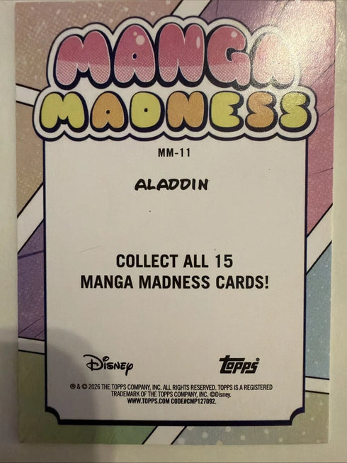 Topps 2026 Disney Manga Madness Aladdin Insert Trading Card MM-11