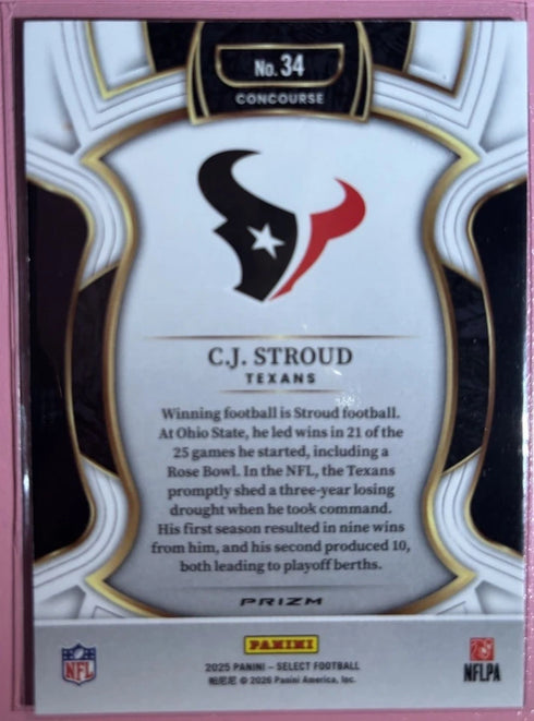 2025 Panini Select - Concourse C.J. Stroud #34 Green & Yellow Shock Prizm