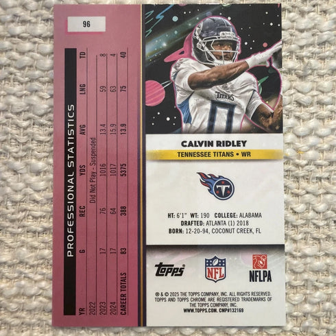 2025 Topps Cosmic Chrome #96 Calvin Ridley Aqua Equinox Refractor #/199 Titans