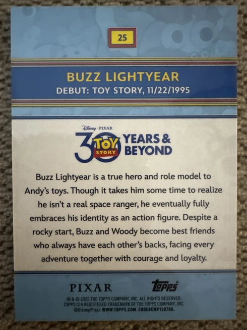2025 Topps 30 Years Of Toy Story Image Variation Refractor Buzz Lightyear #25