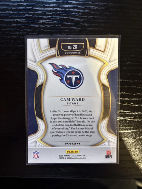 Cam Ward 2025 Panini Select Black and Gold Prizm Shock