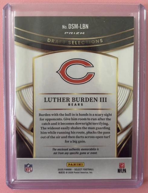 Panini Select 2025 Luther Burden Rookie Patch Blue Prizm