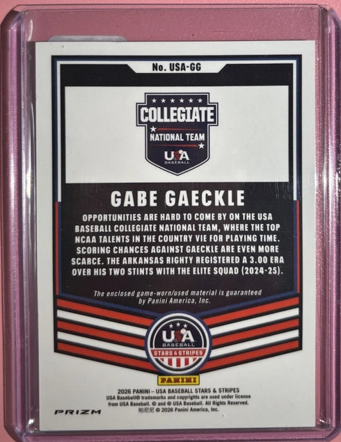 2026 Panini Stars and Stripes Gabe Gaeckle USA- GG Relic